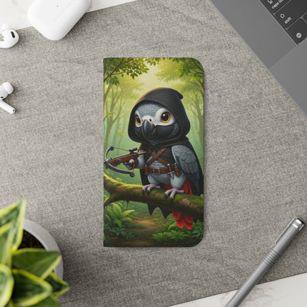 🪶🌲 The African Grey Sentinel Flip Case – Quiet Strength & Woodland Adventure