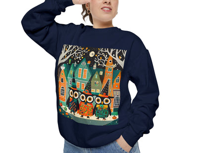 Night of the Trick-or-Treating Owlets Unisex Garment-Dyed Sweatshirt