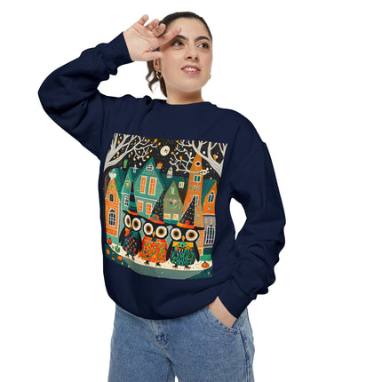 Night of the Trick-or-Treating Owlets Unisex Garment-Dyed Sweatshirt