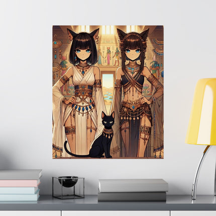 🐱🏛️ Egyptian Priestess Cats Matte Vertical Poster – Temple Guardians & Ancient Grace