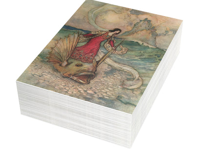 Rita Rides on the Dolphin by Warwick Goble Postcards (envelopes included) - Bundles of 10, 30, 50 Pieces