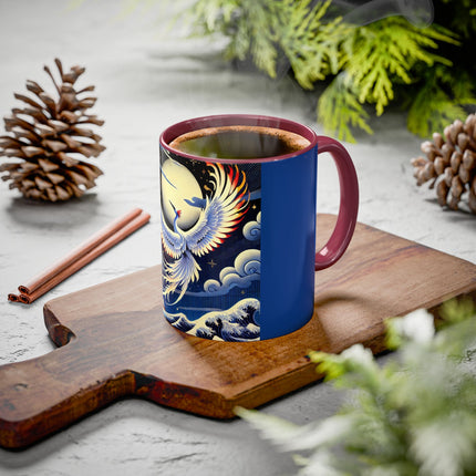 Majestic White Crane Colorful Mugs (11oz, 15oz)