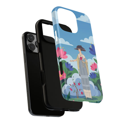 🌸🎩 The Lady Of The Grand Flower Garden Phone Case – Art Deco Fashion Illustration