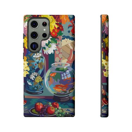 Floral Fishbowl Still Life Phone Case – Vibrant Harmony & Colorful Life