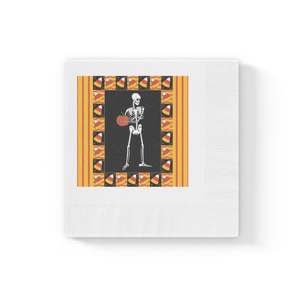 Candy Corn Skeleton White Coined Napkins