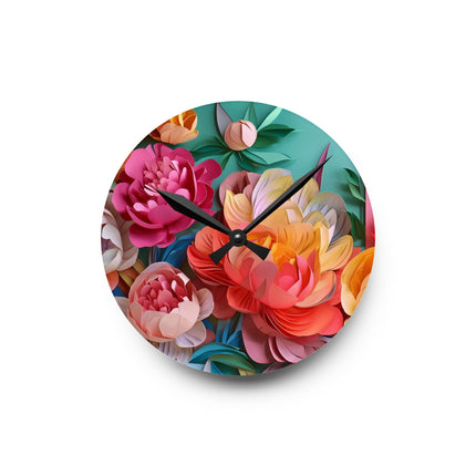 Peonies in Full Bloom Acrylic Wall Clock, Round and Square