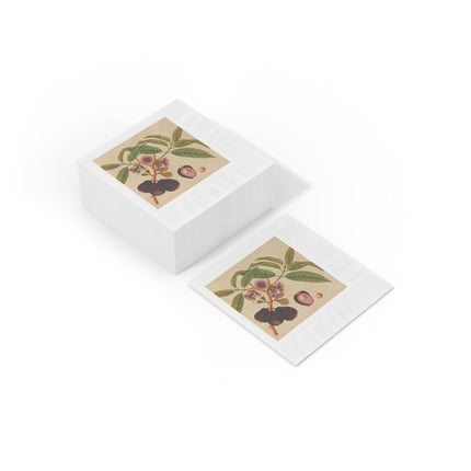 Album of watercolors of Asian fruits and flowers Pl.05 by Anonymous White Coined Napkins