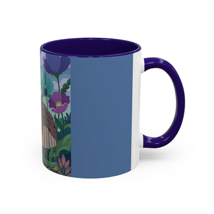 The Lady And The Enchanted Heron Colorful Mugs – Art Deco Botanical Elegance