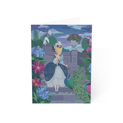 🦚🌸 The Lady Of The Peacock Garden Greeting Card – Art Deco Floral Elegance