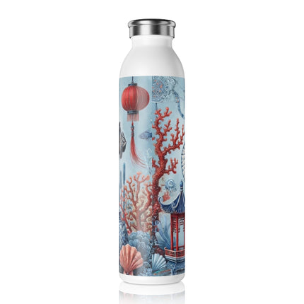 Lionfish & Lantern Slim Water Bottle 20oz – Mystical Ocean & Asian Harmony