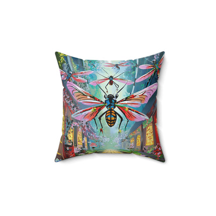 Neon Swarm Spun Polyester Square Pillow