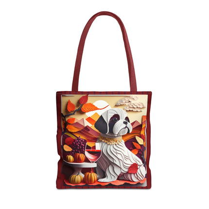Shih Tzu at an Autumn Wine Tasting Tote Bag (AOP)