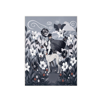 🖤🌸 The Greyhound Floral Promenade Ceramic Tile – Art Deco Monochrome Fashion