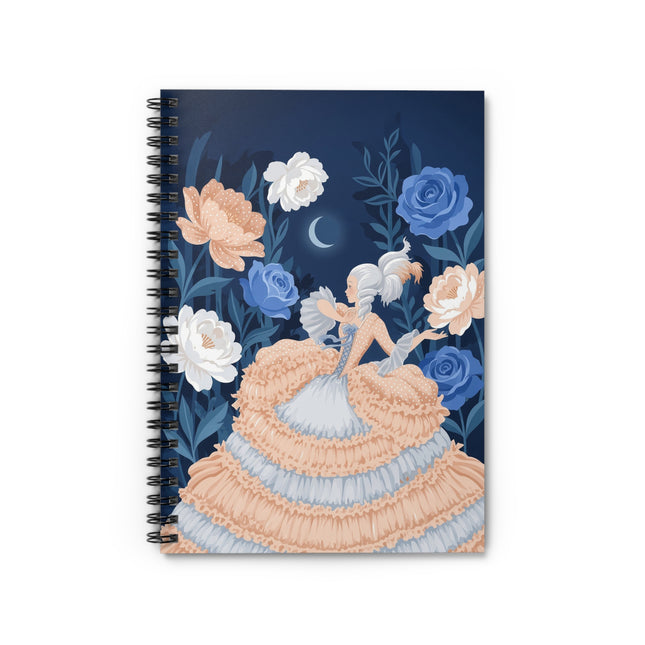 🌙🌸 The Lady Of The Moonlit Flower Garden Spiral Notebook – Art Deco Floral Fantasy