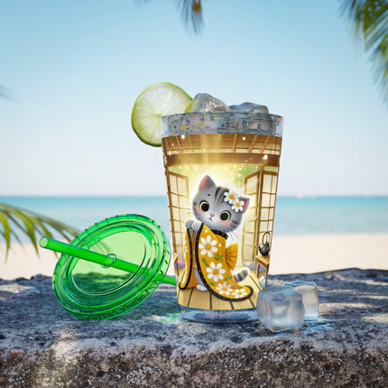 Playful Kitten in the Tea Room Sunsplash Tumbler with Straw, 16oz