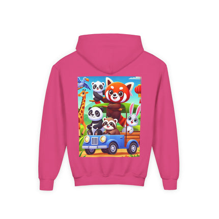 Safari Friends on the Move Youth Hooded Sweatshirt – Adventure, Friendship & Sunny Fun