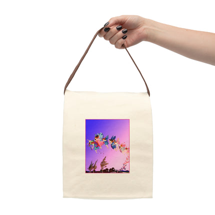 Fairies, Pixies, and Petals in Twilight's Embrace Canvas Lunch Bag With Strap