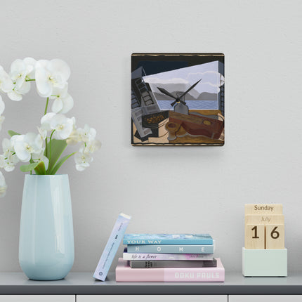Open Window by Juan Gris Acrylic Wall Clock, Round and Square