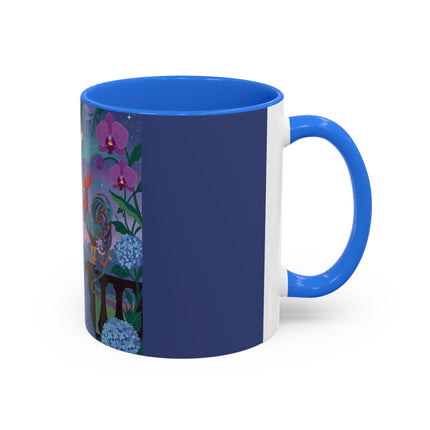 The Lady And The Morning Song Colorful Mugs – Art Deco Botanical Elegance