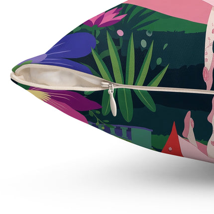 🌺✨ The Lady Of The Starlit Enchanted Garden Square Pillow – Art Deco Floral Fantasy