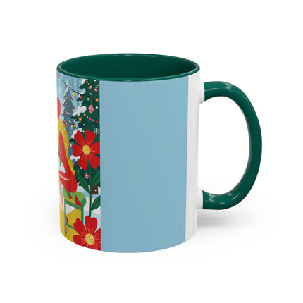 ☕🎄 Christmas Tea In The Snow Garden Colorful Mug – Art Deco Holiday Friendship