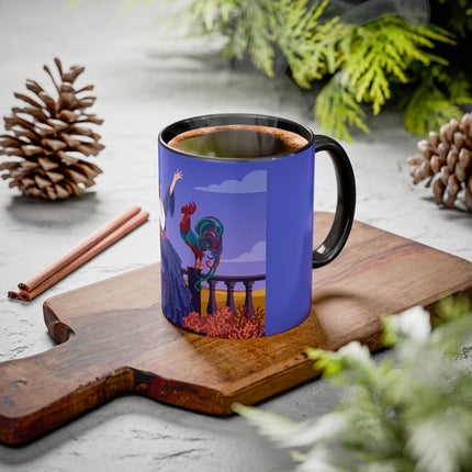 The Dawn Serenade Colorful Mug (11oz, 15oz) – Rooster Beauty, Morning Charm & Art Deco Elegance