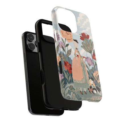🌹🐈 The Lady And Puss In Boots Phone Case – Art Deco Floral Whimsy