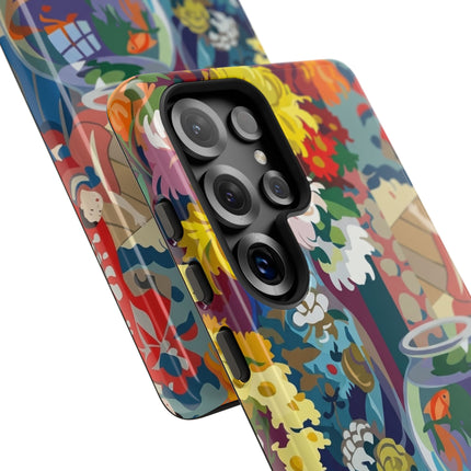 Floral Fishbowl Still Life Phone Case – Vibrant Harmony & Colorful Life