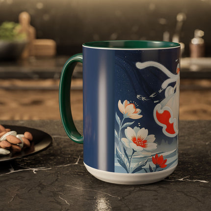 ❄️⛸️ The Winter Skater’s Flight Colorful Mug – Art Deco Floral Fantasy