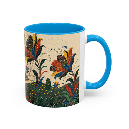 🌺🦋 The Enchanted Floral Voyage Colorful Mug – Art Deco Botanical Whimsy