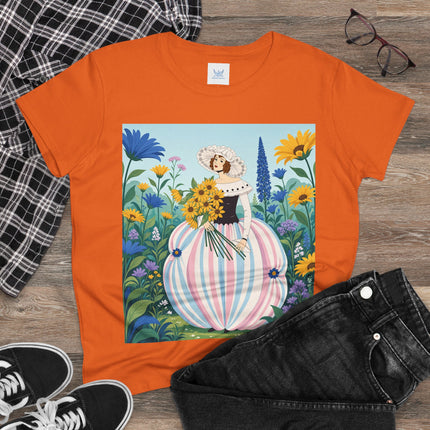 🌻🎀 The Sunflower Garden Bouquet Cotton Tee – Art Deco Floral Elegance