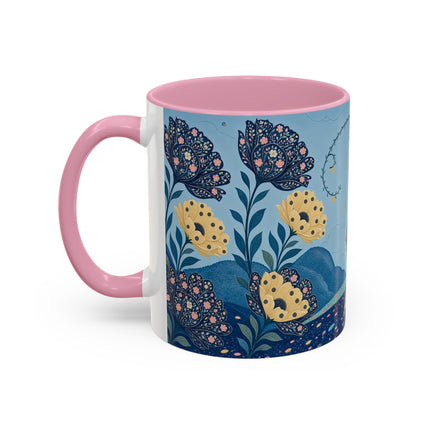 🌼🦋 The Enchanted Butterfly Garden Promenade Colorful Mug – Art Deco Floral Whimsy