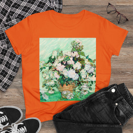 Roses by Vincent Van Gogh Women's Midweight Cotton Tee
