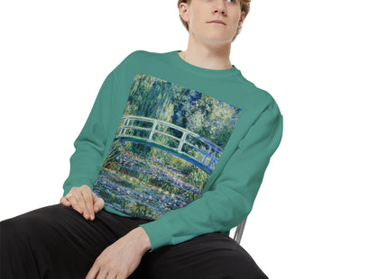 Water Lilies and Japanese Bridge by Claude Monet Unisex Garment-Dyed Sweatshirt
