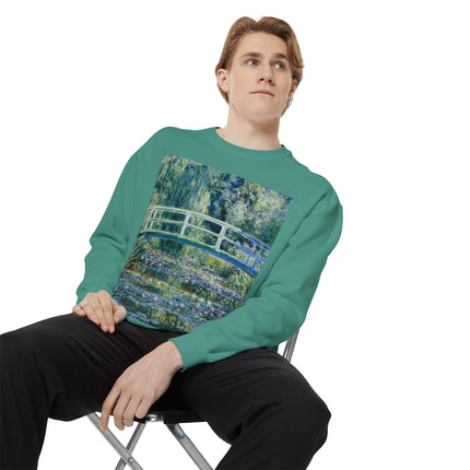 Water Lilies and Japanese Bridge by Claude Monet Unisex Garment-Dyed Sweatshirt
