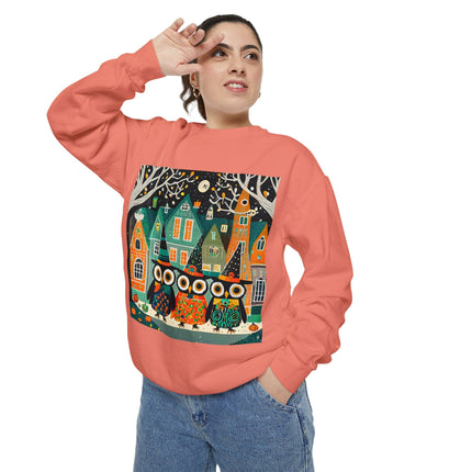 Night of the Trick-or-Treating Owlets Unisex Garment-Dyed Sweatshirt
