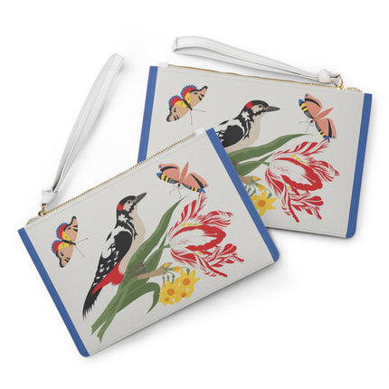 Woodpecker & Tulip Clutch Bag – Vibrant Energy & Cheerful Charm