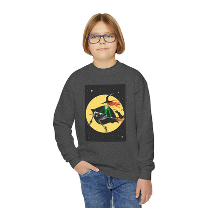 A Witch’s Moonlit Flight Youth Crewneck Sweatshirt