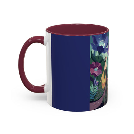 The Lady Of The Moonlit Fountain Colorful Mugs – Art Deco Botanical Serenity