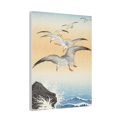 Five Seagulls Above Turbulent Sea by Ohara Koson – Japanese Seascape