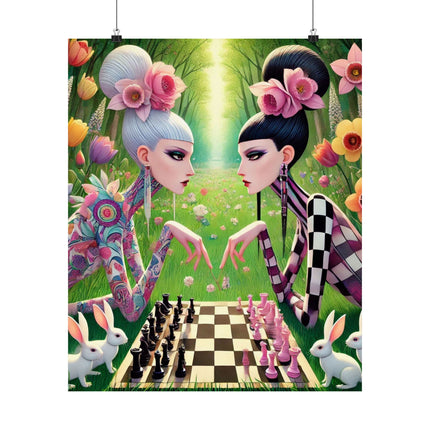 ♟️🌸 Spring Gambit: A Fairy’s Move Matte Vertical Poster – Whimsical Chess & Spring Magic