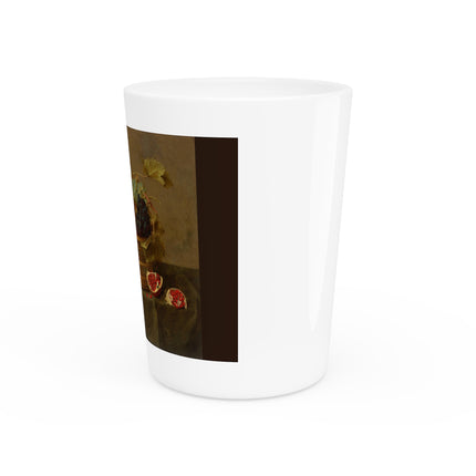 Basket of Grapes and a Pomegranate on a Table by Jacob van Hulsdonck Ceramic Shot Glass