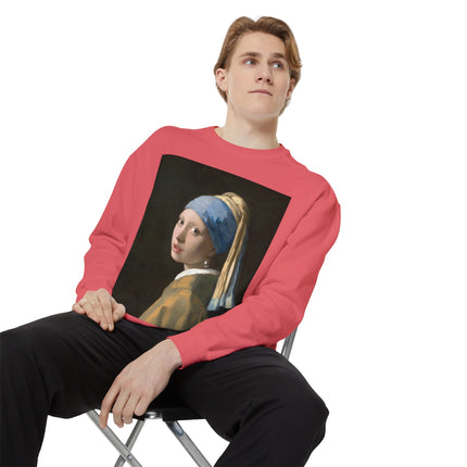 Girl with a Pearl Earring by Johannes Vermeer Unisex Garment-Dyed Sweatshirt