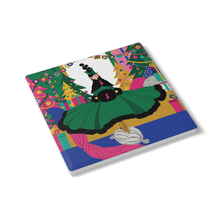 💚🎄 The Emerald Christmas Belle Ceramic Tile – Art Deco Holiday Glamour