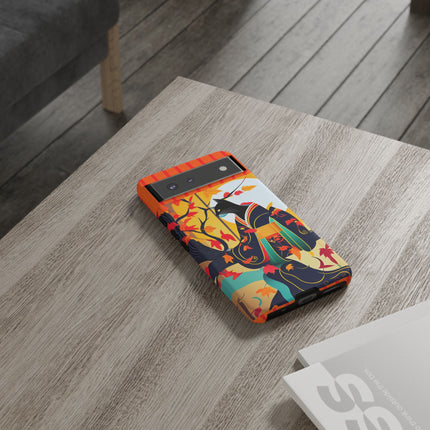 Black Cat in Kimono Phone Cases