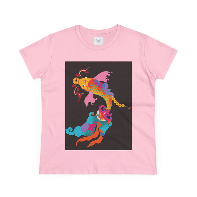Golden Koi Women's Midweight Cotton Tee – Prosperity & Vibrant Energy