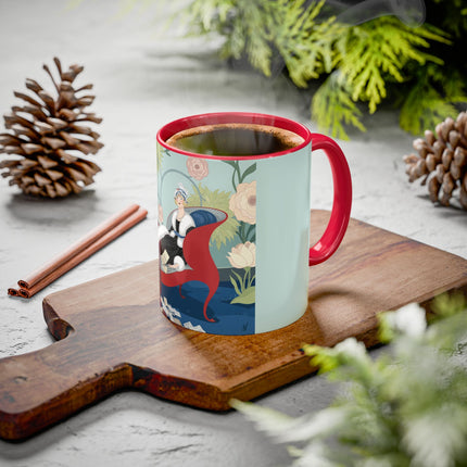 The Lady Of The Scarlet Chaise Colorful Mugs – Art Deco Romantic Elegance