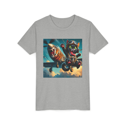 Parachuting Cat Commando Youth Short Sleeve Tee