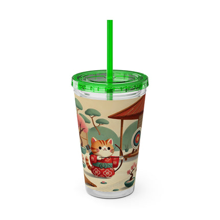 Archer Kitten in the Zen Garden Sunsplash Tumbler with Straw, 16oz