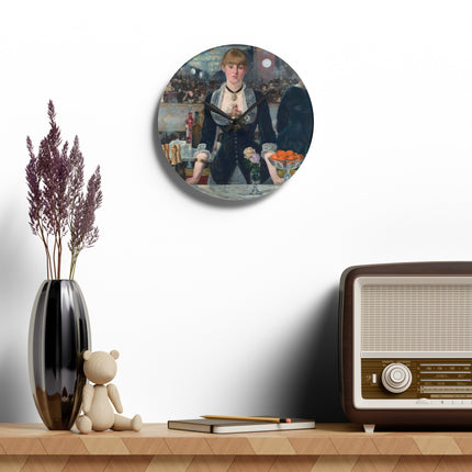 A Bar at the Folies-Bergère by Edouard Manet Acrylic Wall Clock, Round and Square